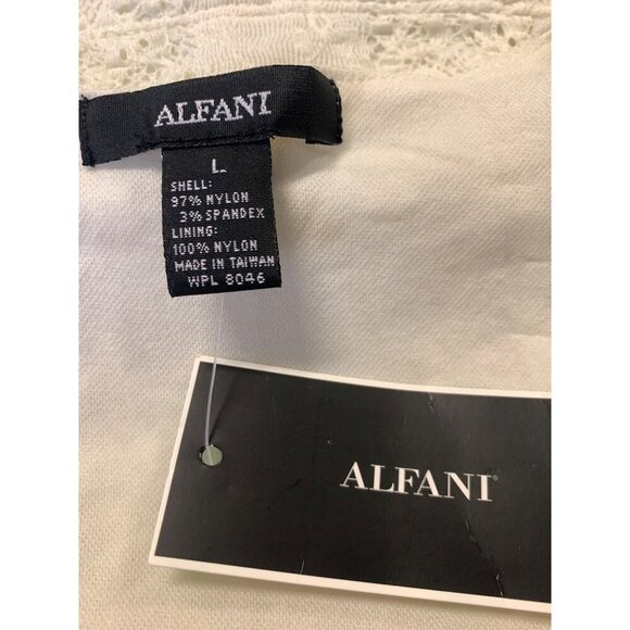 Alfani Women Top Blouse Size Large L Lace V-Neck Blouse Ivory Short Sleeve New - Picture 6 of 7